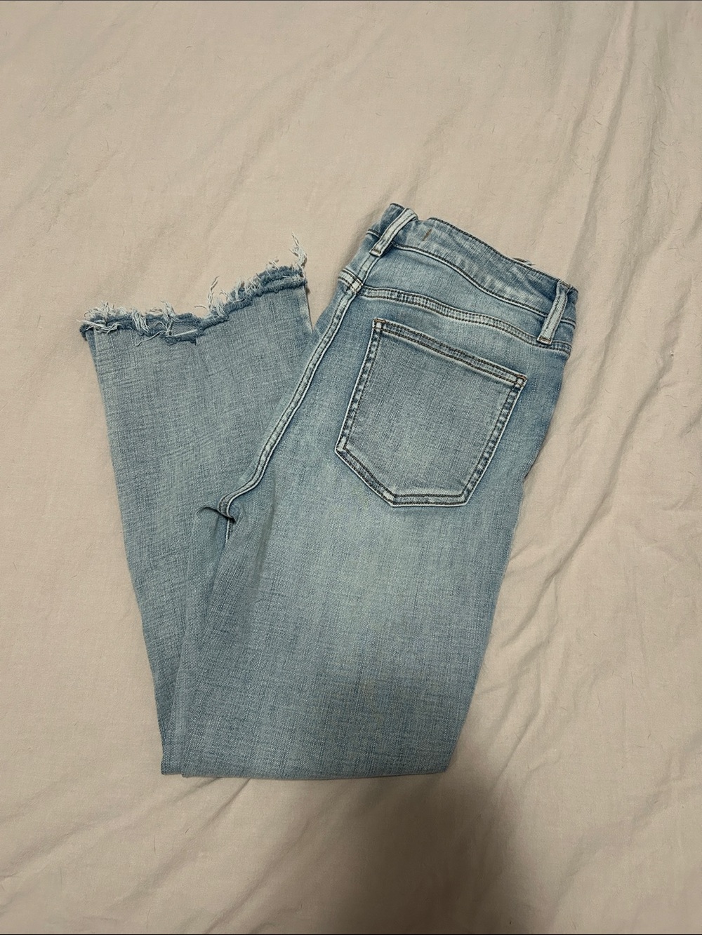 Light Blue Women's Frayed Hem Jeans